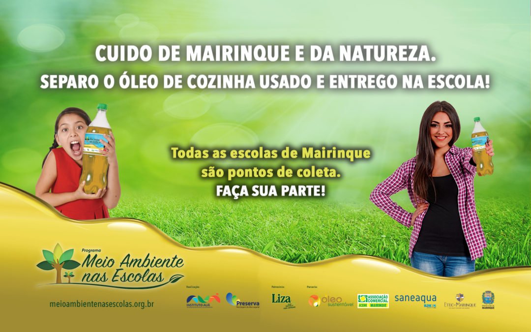 Volta às Aulas: Mairinque tem novas ações para coleta de Óleo de Cozinha Usado
