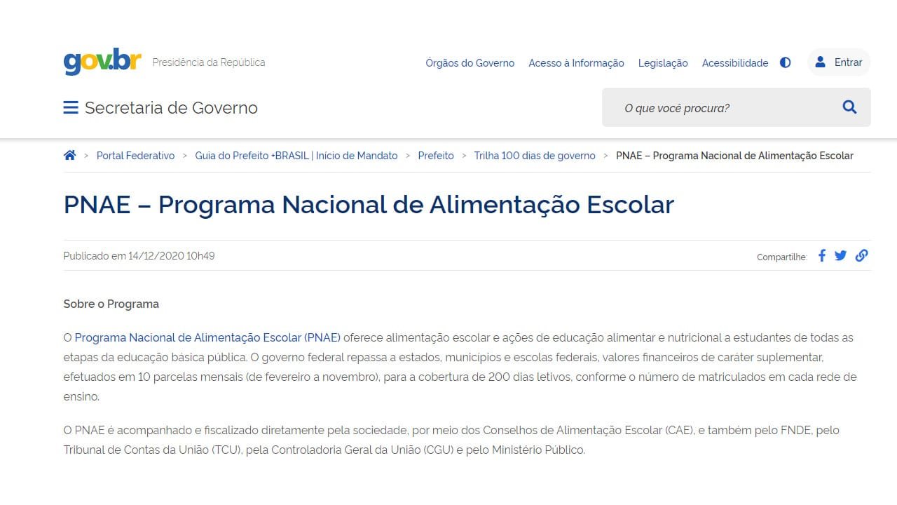 Alimentação nacional escolar